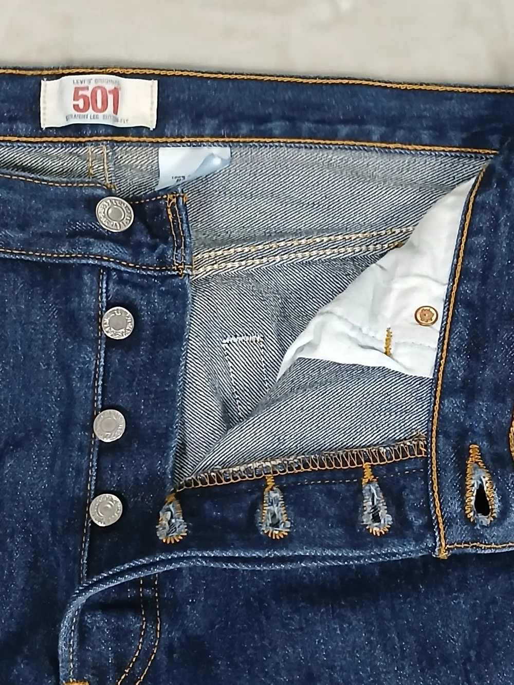 Levi's 501 35x32 Button Fly Jeans Men's Dark Wash Straight Leg
